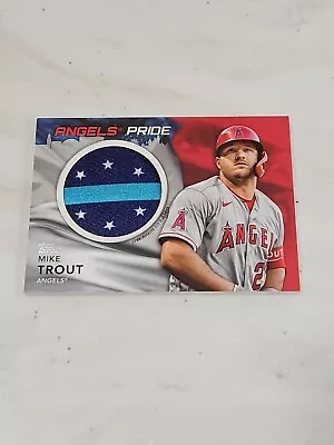 2022 Topps Series 1 Mike Trout Pride City Flag Patch SP Red 2/10. Angels • $50