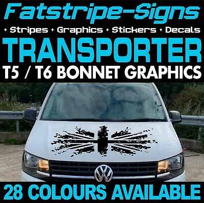 To Fit VW TRANSPORTER T5 T6 UNION JACK FLAG BONNET STICKERS GRAPHICS CAMPER VAN • $27.34