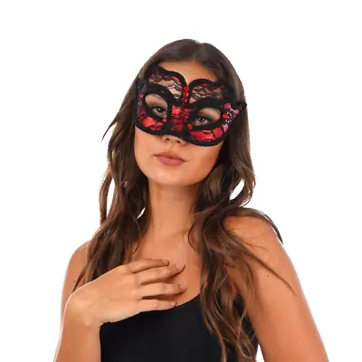 Red Eye Mask Masquerade Ball Fancy Dress Costume Party Accessory Eyemask • £6.99