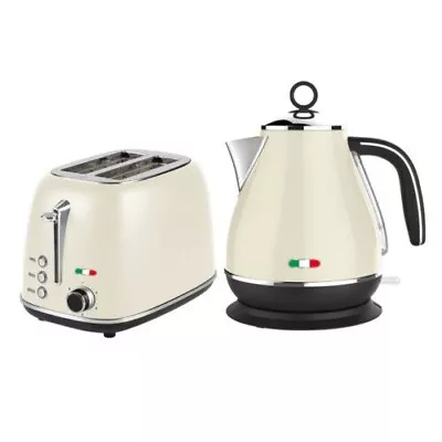 Vintage Electric Kettle & 2 Slice Toaster SET Combo Deal Stainless Steel Cream • $129.99