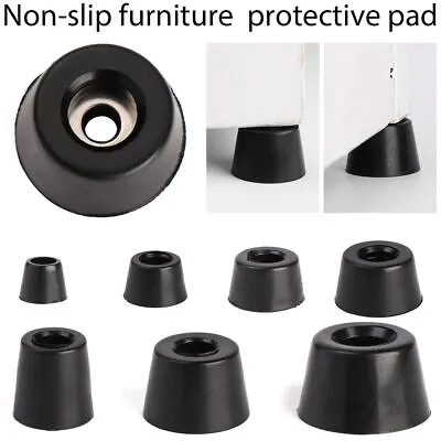 10 Pcs Furniture Slip Feet Black Speaker Bed Table Box Tapered Rubber Protection • £4.09