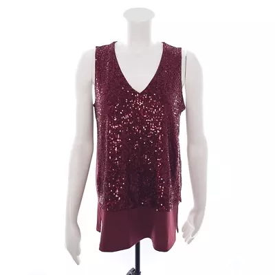 Michael Kors Merlot Sequin Sleeveless Top Womens Size Small • $34.97