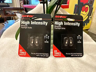 New LOT(of 2) X 2 Rayovac T1-2 Bulbs High Intensity Miniature Flashlight Bulbs • $9.99