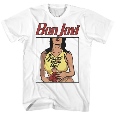 £39.41 • Buy Bon Jovi Slippery When Wet Model Drawing Adult T Shirt Rock Music Merch