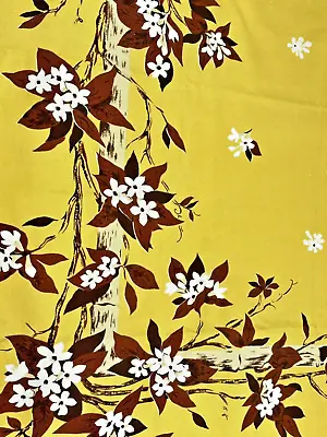 Vintage California Hand Prints Mid-1950's Tablecloth 53  X 67  Bamboo Floral • $32.50