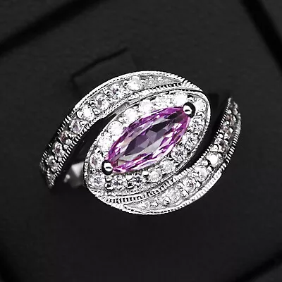 Entrancing Vivid Pink Sapphire 1.10Ct 925 Sterling Silver Handmade Rings Size 8 • $24.99