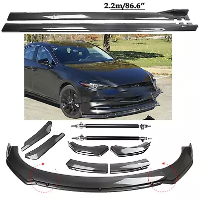 Carbon Fiber Front Bumper Spoiler & Side Skirt For Mazda Speed 3 6 RX CX MX • $149.99