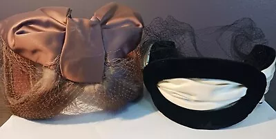 Vintage Brown Mink & Velvet Bow & Black/White Headbands Needs Repairs • $5