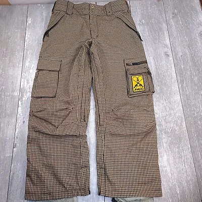 Analog AG Snowboard Pants Mens Size Medium Brown Check Heavy Cargo Snow Ski • $64.88