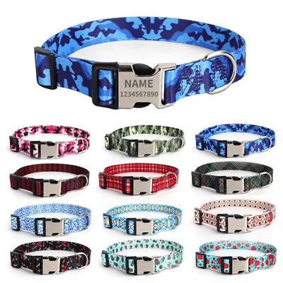 Personalized Nylon Dog Collar Engraved Custom ID Tag Name / Number Reflective • $7.99