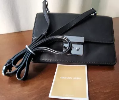 NWT MICHAEL Kors Sloan Flat Crossbody Bag Black and Silver  • $39