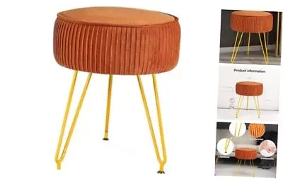 Velvet Round Ottoman Vanity Stools Multifunctional Vanity Pumpkin Orange • $42.70