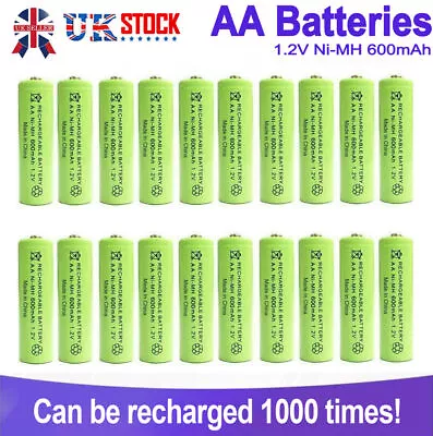 AA 600mAh 1.2V NiMH Rechargeable Solar Light Batteries For Outdoor Garden Lights • £5.99