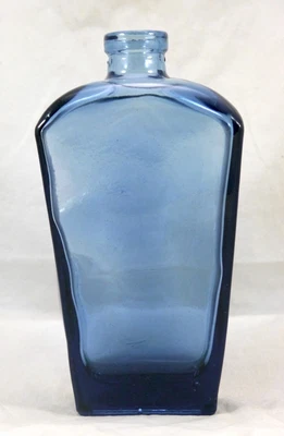 $25.99 • Buy Dark Royal Blue Art Glass Bottle Vase. Mold Blown. Wavy Flat Tapered Sides 8.7 