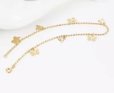 9K 9ct Yellow Gold Plated Butterfly ANKLE CHAIN  ANKLET Adjustable 10.2  2166 • £8.99