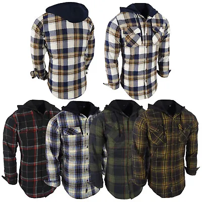 $25.94 • Buy Plaid Flannel Men Shirt Hoodie Lightweight Button Flap Pocket No Lining Slim Fit