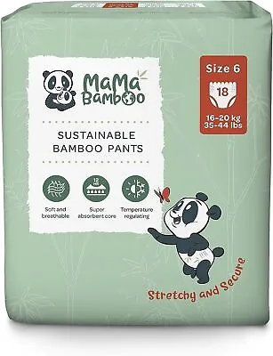 Mama Bamboo Mama Bamboo Eco Nappy Pants - Size 6+ (X-Large Plus) 830g-4 Pack • £37.29