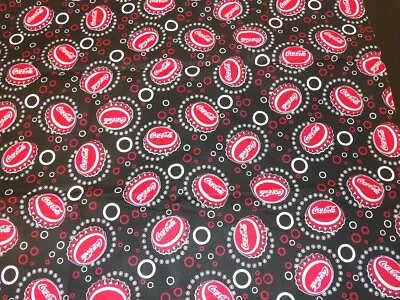 Coca Cola Company Black Red White Print Cotton Fabric 1+ Yards • $36.95