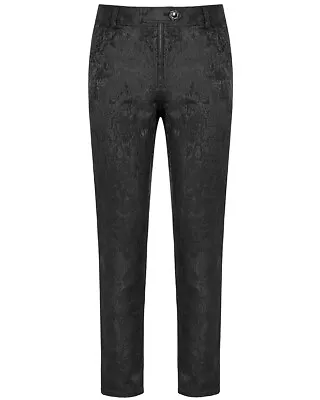 Punk Rave Mens Gothic Steampunk Pants Trousers Black Brocade Victorian Wedding • $74.59