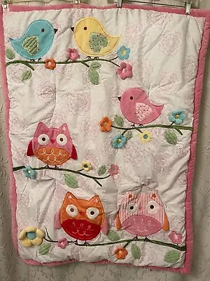 NOJO Owl Bird Flower Baby Crib Quilt Blanket 36x42  Hi Quality Clean N Cute • $36