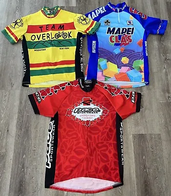 (3) VTG Cycling Bicycle Jerseys Mapei Clas Pace Verge Multicolor Sz M READ • $39.95