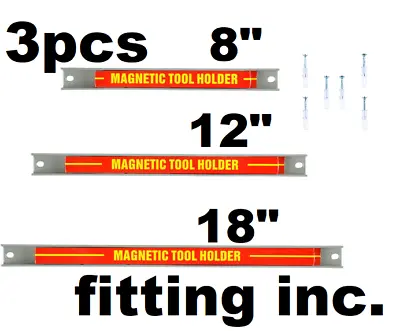 £9.99 • Buy 3pcs Magnetic Tool Holder Bar Storage Rack Wall Mounted Garage Rail Organiser 