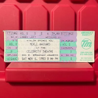 Merle Haggard Celebrity Theatre Anaheim CA Concert Ticket Stub Vintage Nov 1993 • $1.49