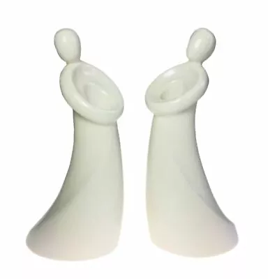 Enesco Circle Of Love Porcelain Figurine Candle Holder Pair 1998 • $14.95