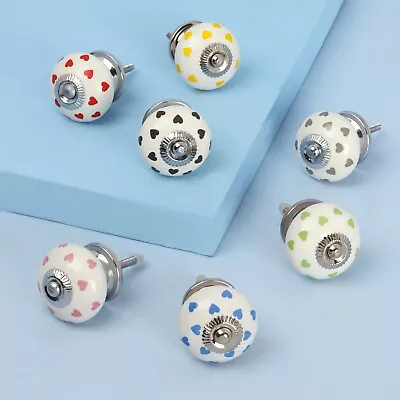 Colour Polka Hearts Ceramic Door Knobs • £2.50