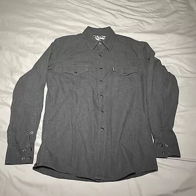 Cinch Modern Fit Shirt Mens Medium Pearl Snap Long Sleeve Gray Western Cowboy • $25