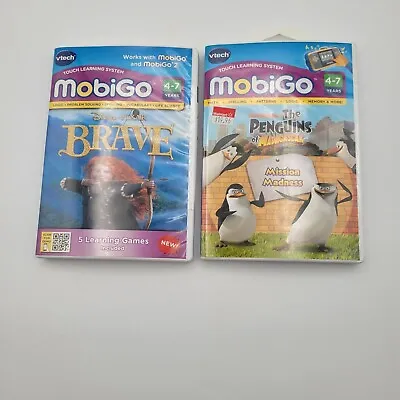 VTech MobiGo Lot Of 2 Games 3-5 Years BRAVE & The Penguins Of Madagascar NEW • $9.90