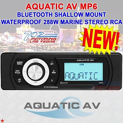Aquatic Av Mp6 Shallow Mount Bluetooth & Usb Waterproof Marine Stereo Usb Aux • $167.77