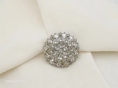 Vintage Designer Signed/marked Weiss Domed Clear Rhinestone Jewelry Pin/brooch ! • $49.99