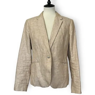 J. Crew Campbell Blazer In Linen Beautiful Nautical Buttons Sz 12 *see Notes • $35