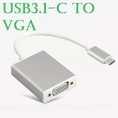 USB-C Type C USB 3.1 Male To VGA 15 Pin Female Adapter Cable Lead For Macbook • £3.49
