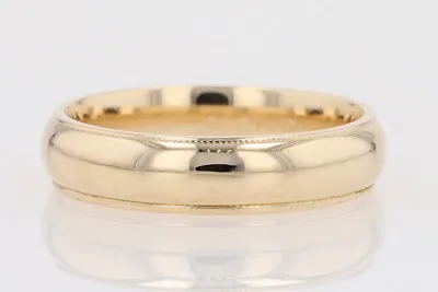 4.8mm Polished Milgrain Wedding Band Ring 14k Yellow Gold 5.13 Grams Size 8 • $314.99