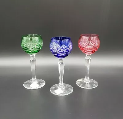 Nachtmann NCH23 Emerald Green Cobalt Blue & Cranberry Cordials MINT • $109.88