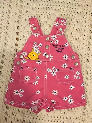 Peek A Boo Captain Pooh Winnie The Pooh Sailor Pink Overall Shorts 12m Y2k • $20.50
