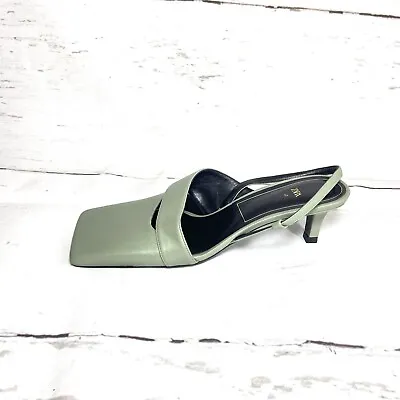 $69.99 • Buy Zara Shoes Women’s 40 US 9 Green Pumps Square Toe Kitten Heel Slingback