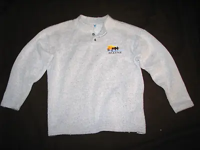 Men's (L) Vintage MAINE / MOOSE Fleece Pullover Henley Sweatshirt By C-SPORTS • $9