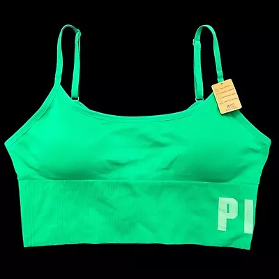 VICTORIAS SECRET PINK ACTIVE Logo Seamless Lightly Lined Wireless Sports Bra L • $22.49