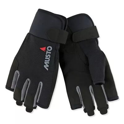 Musto Essential Sailing Short Finger Glove Black 80102 Fishing Kayak SUP • £22.95