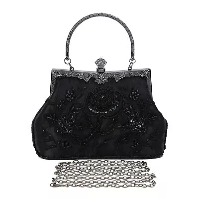 Womens Evening Clutch Bag Embroidered Wedding Bridal Prom Cocktail Party Handbag • $23.74