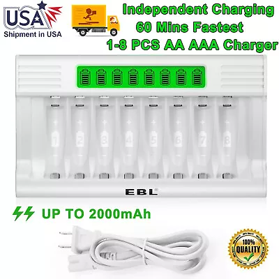 8 Slot Battery Charger AA AAA Rechargeable Batteries LCD Smart Charger For NiMH  • $11.99