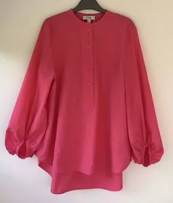 COS Blouse Shirt Top Sz EU40 UK14 Pink Cotton Grandad Collar • £21.83