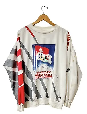 Vintage ADIDAS St. Moritz Squaw Valley Winter Olympic Games Sweatshirt 80s Large • $75