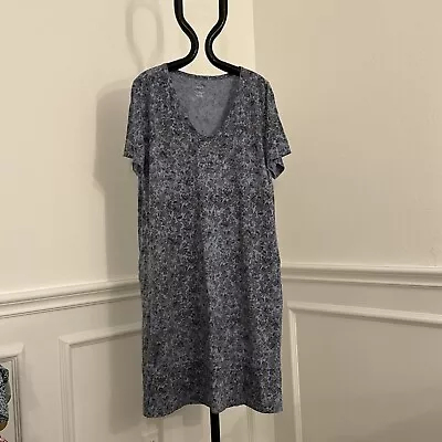 Pure Jill Soft-V-Neck T-Shirt Dress 100% Cotton Pockets Size L B18 • $24.99