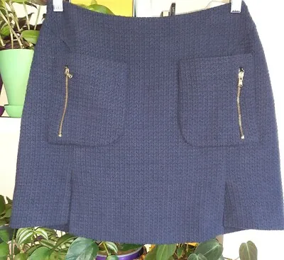 ZARA Blue Skirt With Pockets & Zips Size S 10 • £9