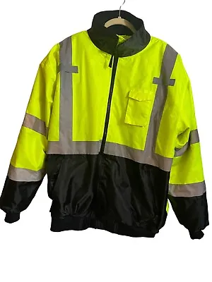 Reflective Safety Jacket PIP Hi-Vis Class 3 Level 2 Insulated Bomber Road Work L • $19.99
