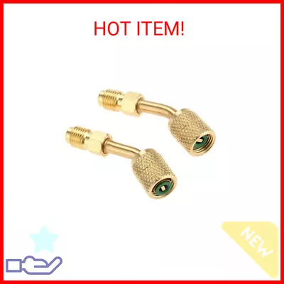 R410A Adapter 5/16 SAE Female To 1/4 SAE Male Flare 2 PC 45° Angled Charging Va • $13.93